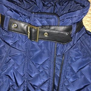 Cole Haan quilted coat. XS Navy blue collared coat